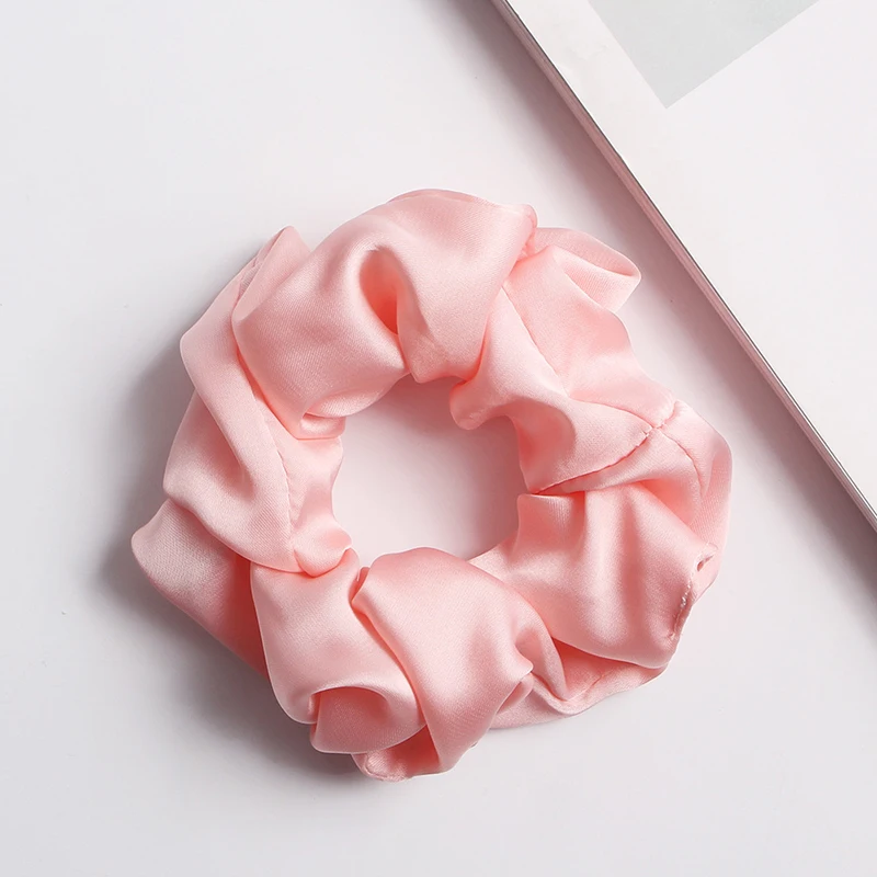 

Korea Ponytail Holder Hair Rope Solid Color Silky Satin Scrunchies Elastic Hair Bands Women Hair Ring Rubber Band Hot Sale