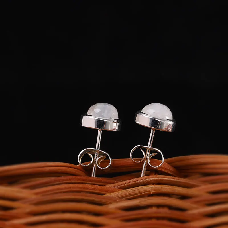

S925 Sterling Silver Ornament Women's Moonstone Ear Stud
