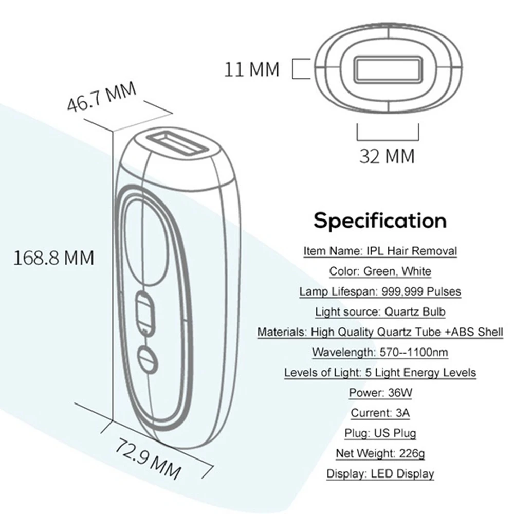 

Professional Permanent Laser Epilator Painless Photoepilator Hair Remover Device Legs Bikini Arm Armpits Epilator for Women