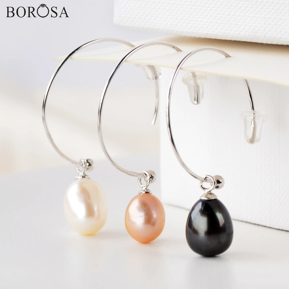 BOROSA ретро серьги с натуральным жемчугом-подвески серебряные цветные большие