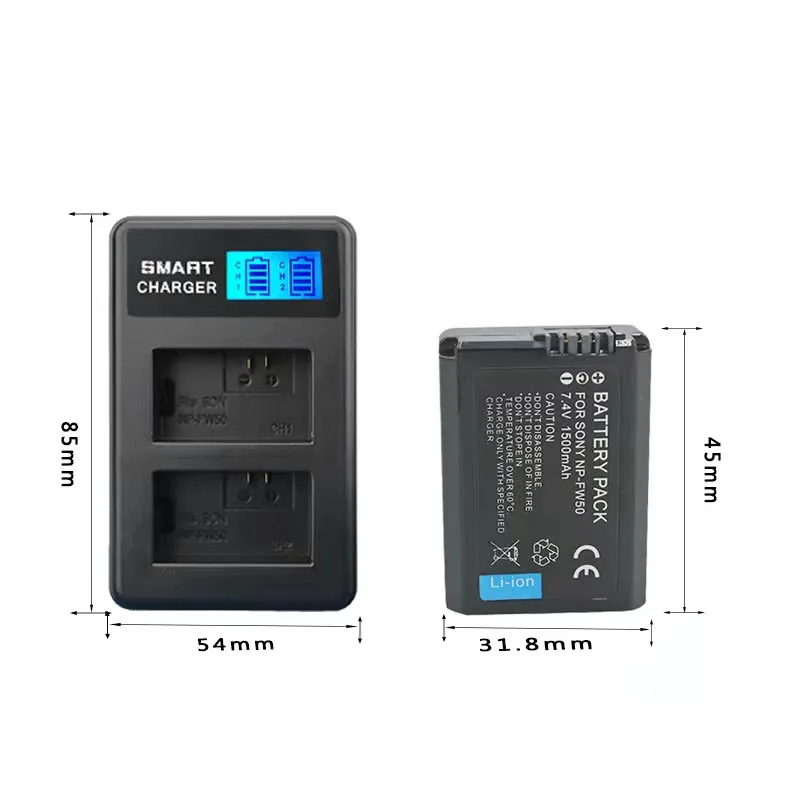 

NP-FW50 NP FW50 Camera Battery + LCD USB Dual Charger for Sony