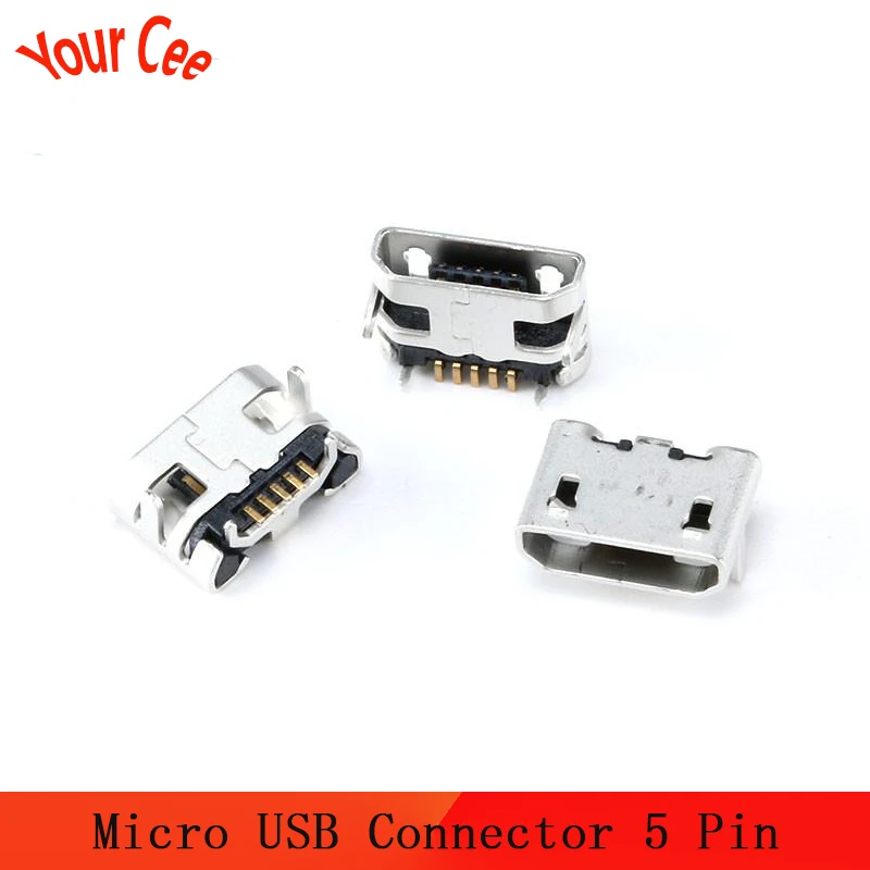 20 шт микро USB разъем 5 Pin usb для зарядки гнездо MP3/4/5 Huawei Lenovo ZTE и других мобильных