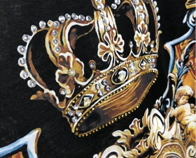 

new fashion famous brand cotton tee t shirts crown print for men
