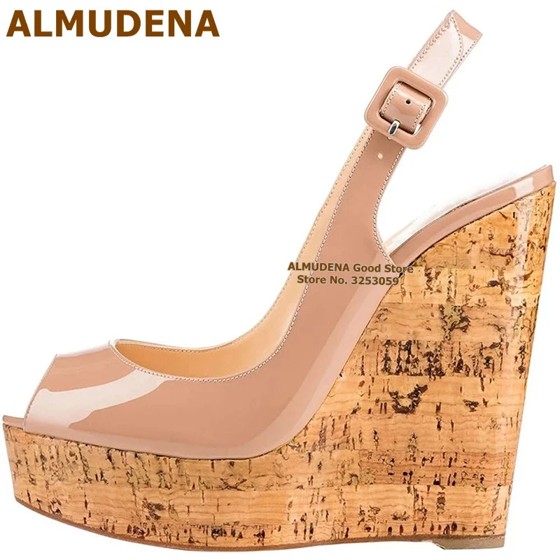 ALMUDENA/модельные туфли на танкетке с пробковой платформой Туфли гладиаторы