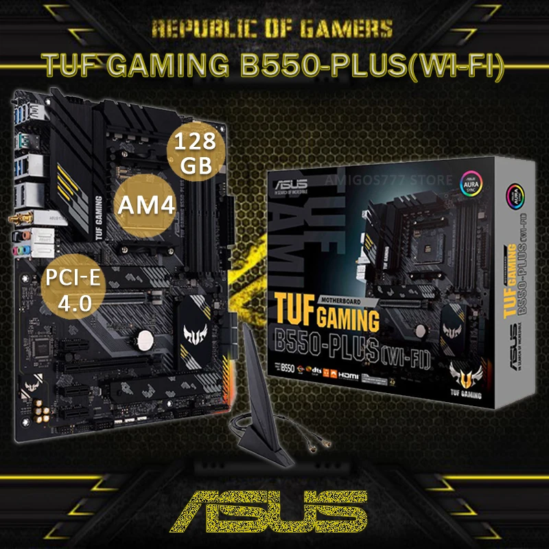 Online Buchse AM4 Asus TUF GAMING B550-PLUS Motherboard DDR4 128GB DDR4 4800MHz CHAI PCI-E 4,0 M.2 SSD DVI OC AMD B550 Placa-Mãe AM4