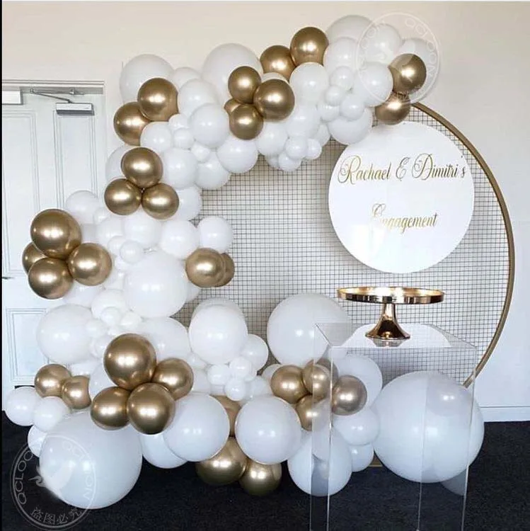 

104pcs/Set Matte white Gold Metallic balloons garland arch kit baby Shower wedding birthday party Balloon Decoration