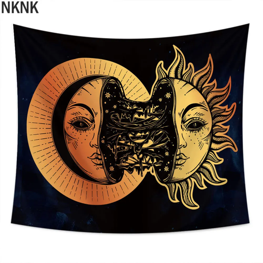 

Sun and Moon Tapestry Wall Hanging Hippie Witchcraft Tapiz Psychedelic Farmhouse Decoration Mandala Pattern Blanket Home Decor
