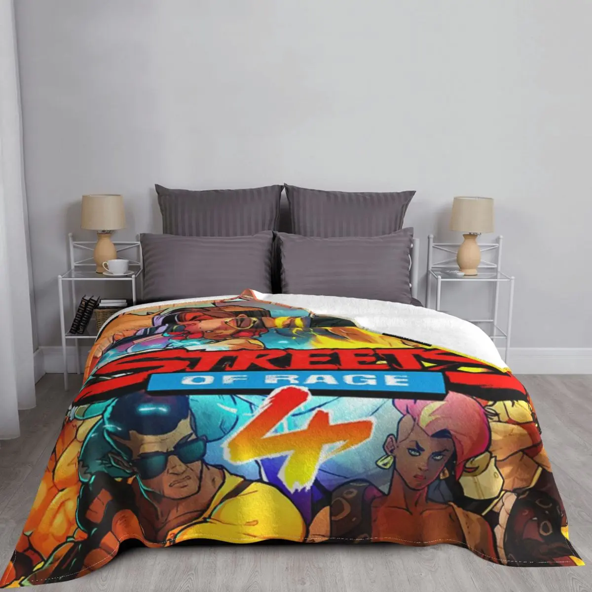 

4 художественное одеяло Street Of Rage, покрывало, Клетчатое одеяло, одеяло для пикника, детское одеяло