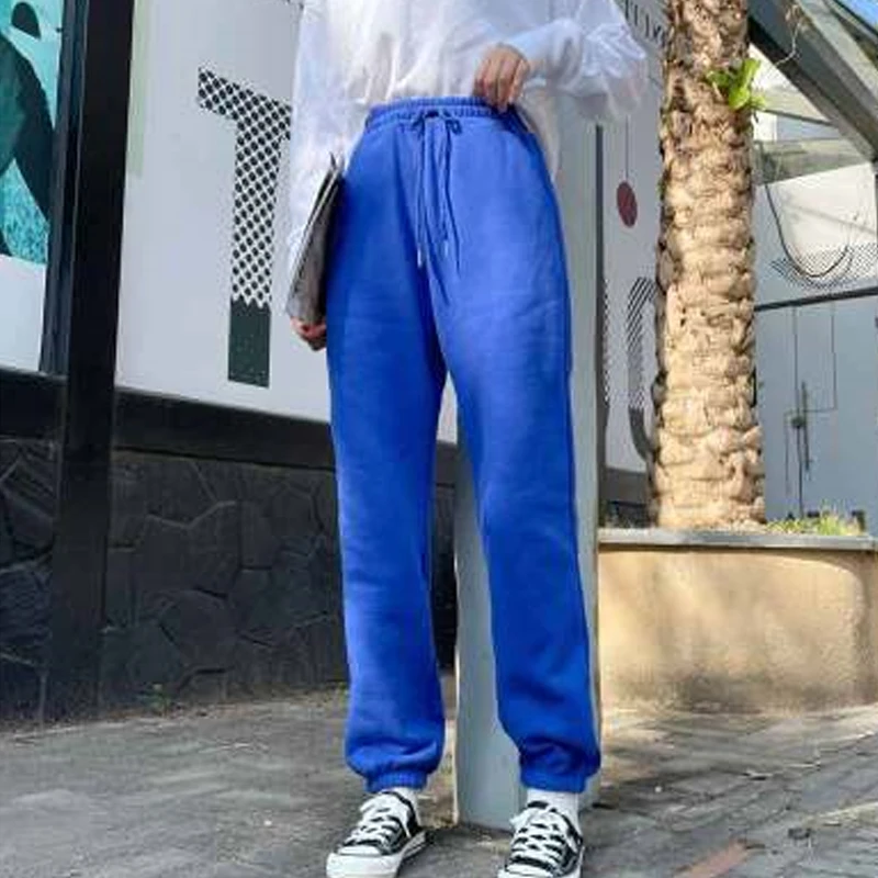 

European fashion new 20 autumn winter color plus velvet elastic waist close-up casual trousers sports pants for women #8515