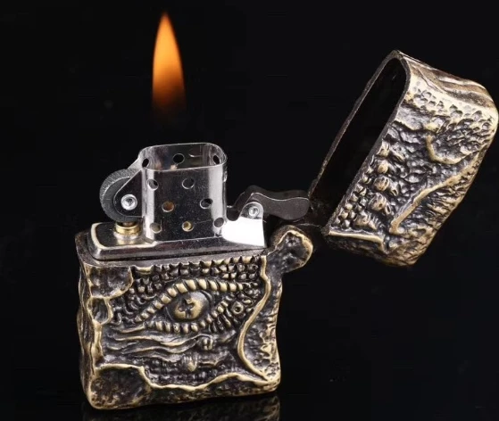 LDD бронзовая латунная 120 г глубокая двухсторонняя 3D Ghost Rider skull сглаза Тяжелая ручная коллекция декоративных зажигалок