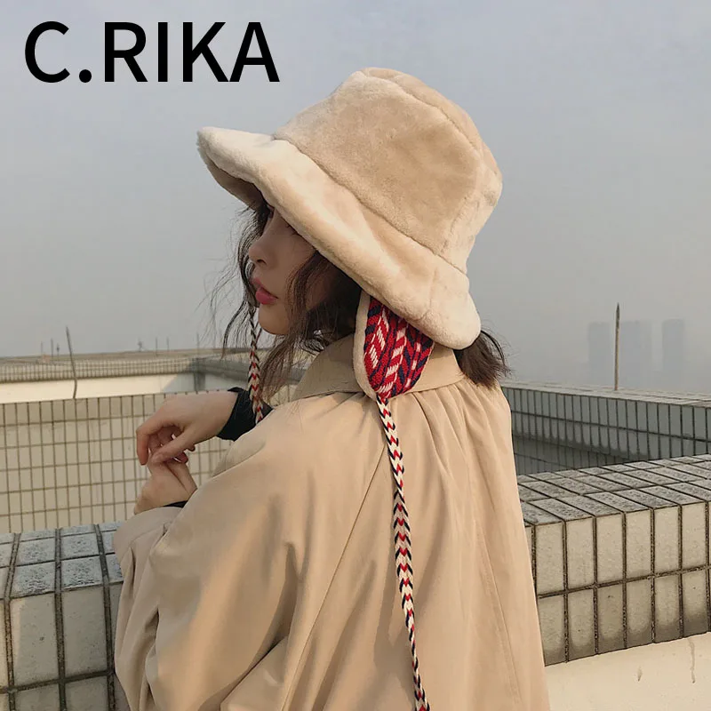 Панама женская зимняя с лентой плотная теплая уличная шляпа от солнца бархатная