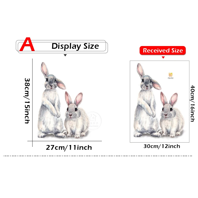 Милые наклейки на стену в виде серых кроликов для детской комнаты девочек