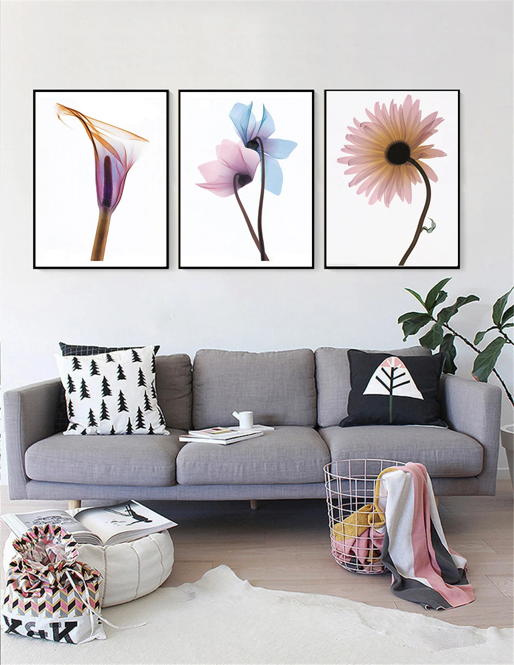 Настенная Картина на холсте с цветами рентгеновские растения скандинавский