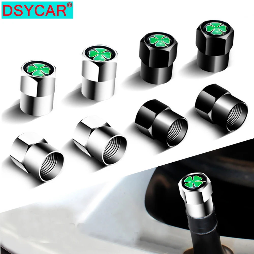 

DSYCAR 4Pcs/Set Four Leaved Clover Tire Valve Cap Car Truck Motorcycle Bike Tyre Air Valve Caps 4 Leaf Clover Tire Valve Cap New