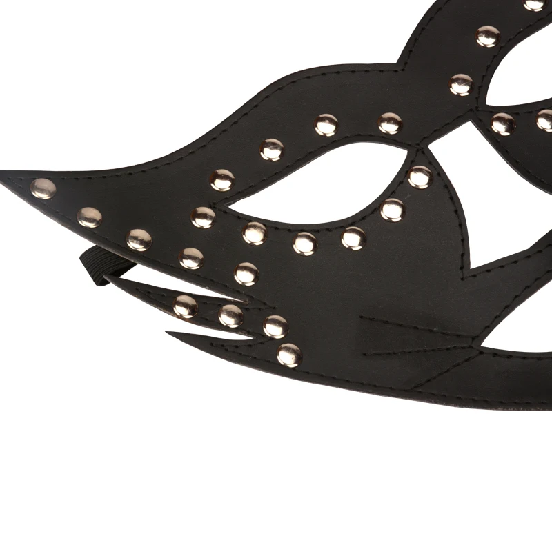 Маска бандаж на глаза для кошачьего лица повязка БДСМ маскарад шипы заклепки раб