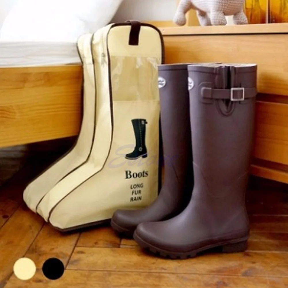 

PP Long Riding Rain Ankle Boots Leather Shoes Storage Bag Organizer Case Travel eco Bag for Boots Black Beige Drop shipping H163