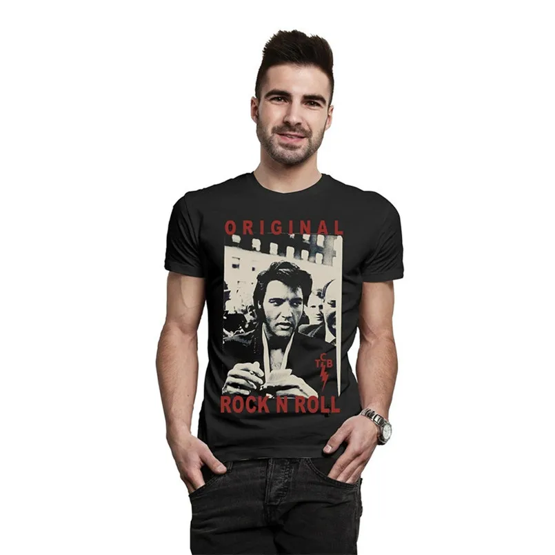 Мужская футболка с круглым вырезом Elvis Presley King Of Rock N Roll | одежда