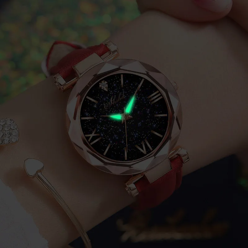 

100 pcs /lot New Stylish Frosted Belt Watch with Star Spot Roman Scale Ladies Watch