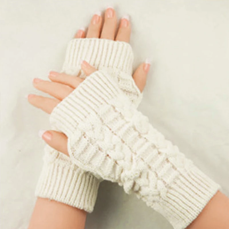 

Knitted Gloves Winter Women Woolen Half Finger Arm Cover Riding Korean Cold Protection Short Fingerless Mittens Hand Warmer 2021