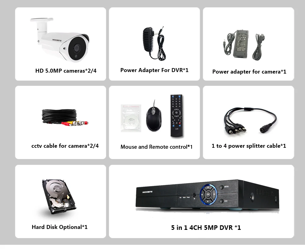 H.265 CCTV DVR 4CH 5MP видео Surverillance система AHD комплект 5MP наружная HD камера водонепроницаемая камера видеонаблюдения CCTV система Комплект