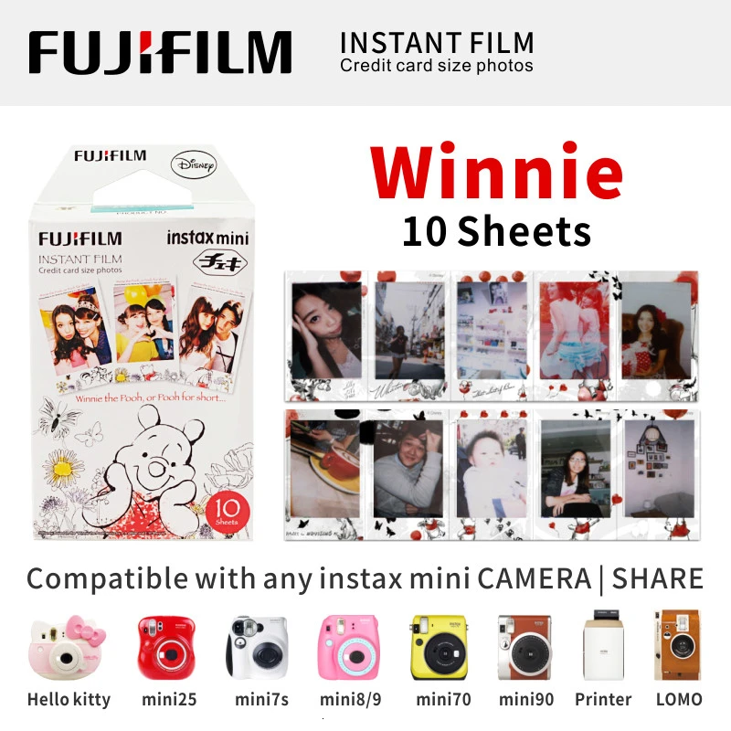 Winnie 10 Sheet Fujifilm Instax Mini 8 пленка 10 листов Синий Rilakkuma hello kitty Fuji фотобумага для 70 50s 7s 90 25 SP2 LOMO мгновенная камера - Цвет: Winnie 10 Sheet