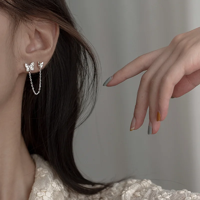 1 шт. корейские элегантные милые серьги-гвоздики с кристаллами-бабочками для