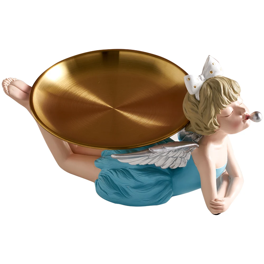 

Nordic modern Girl Resin Statue Decoration Metal Tray Modern Home Decor Table Decoration Accessory Living Room Decoration Gift