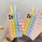 Чехол для iPhone 12 Pro X XR XS Max 6 7 8 Plus SE 2, мягкий термополиуретановый чехол для снятия стресса, с кроличьими ушками