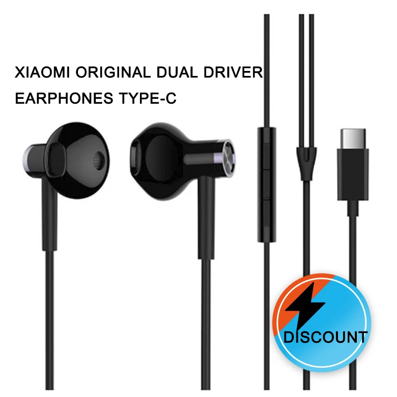 Оригинальные наушники XIAOMI с двумя драйверами type-C USBmacho en la oreja, наушники-вкладыши, черные, белые, Android, huawei