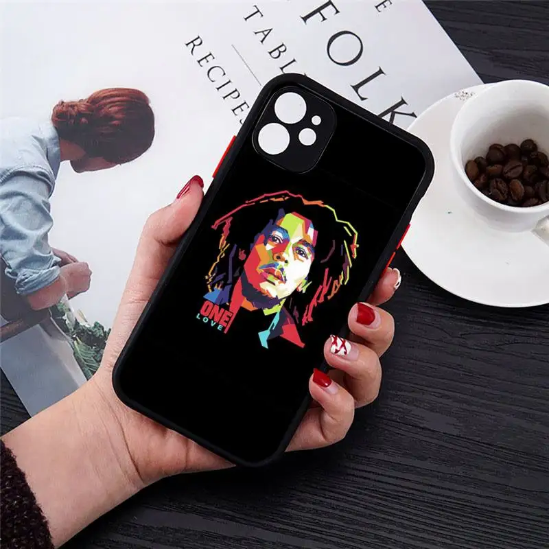 

Bob Marley Phone Case Transparent Matte for iPhone 7 8 11 12 s mini pro X XS XR MAX Plus mobile bags