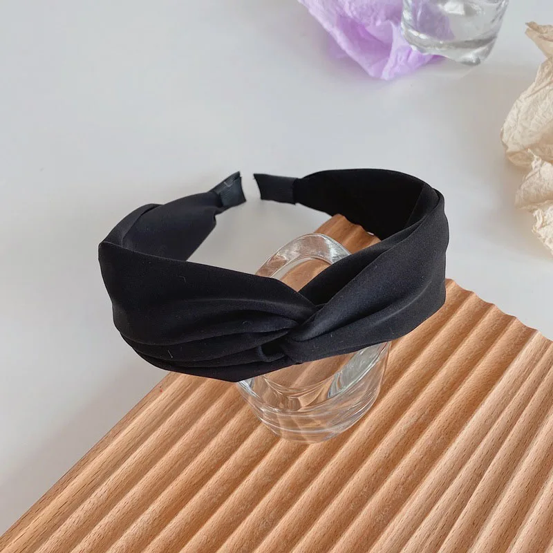 

Classic Solid Color Headband Cross Knot Soft Hair Hoop Turban Headwear Non-slip Wide Side Head Hoop Women Hair Accessories New