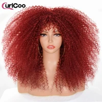 short hair afro kinky curly wig with bangs synthetic womens wig african natural blonde red cosplay lolita wigs heat resistant