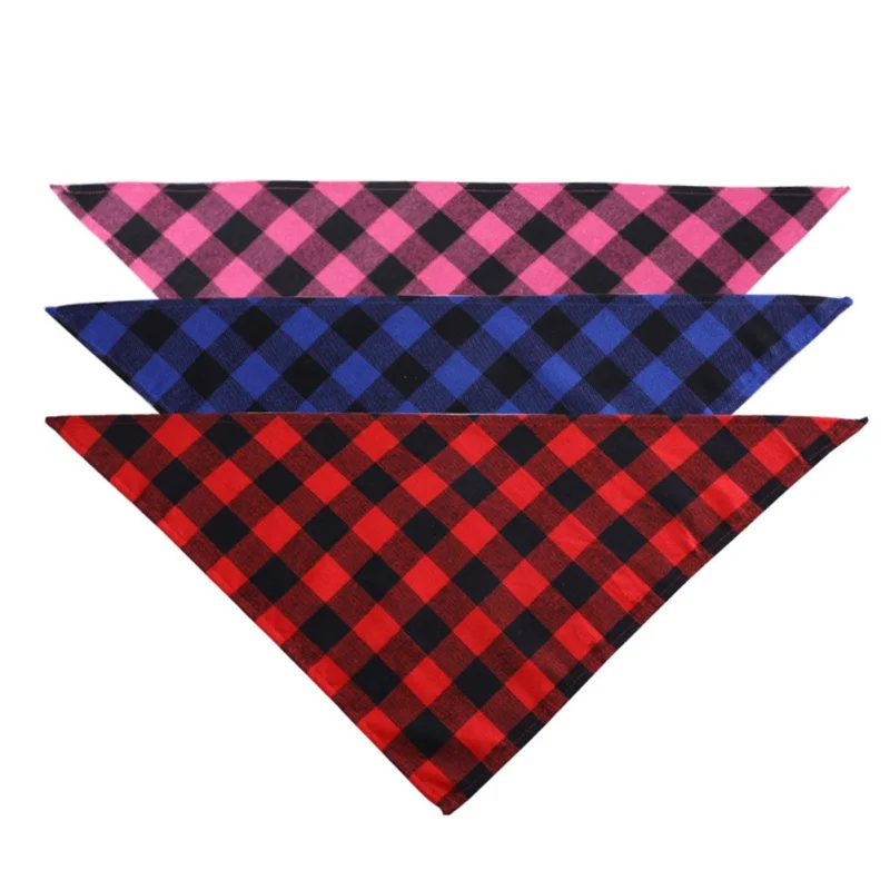 

Pet Dog Classic Bandana Lattice Cotton Bandana for Small Large Dog Bibs Scarf Washable Kerchief Bow Tiet Dog Accessories