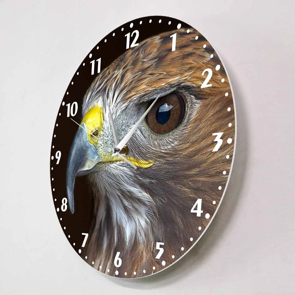 Golden Eagle Prints Decorative Wall Clock Silent Non Ticking Bird Prey Nature Raptor Art Home Decor Frameless Watch | Дом и сад