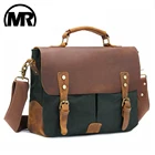 Сумка-мессенджер из парусины и кожи Крейзи Хорс, винтажная, для ноутбука