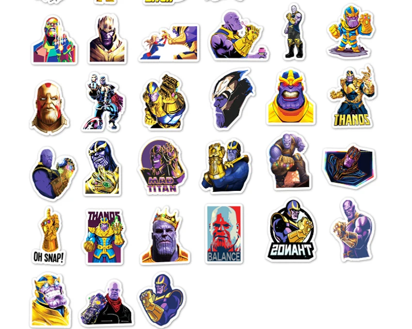 

51 pcs Thanos Graffiti Waterproof Skateboard Travel Suitcase Phone Laptop Luggage Stickers Cute Kids Girl Toys