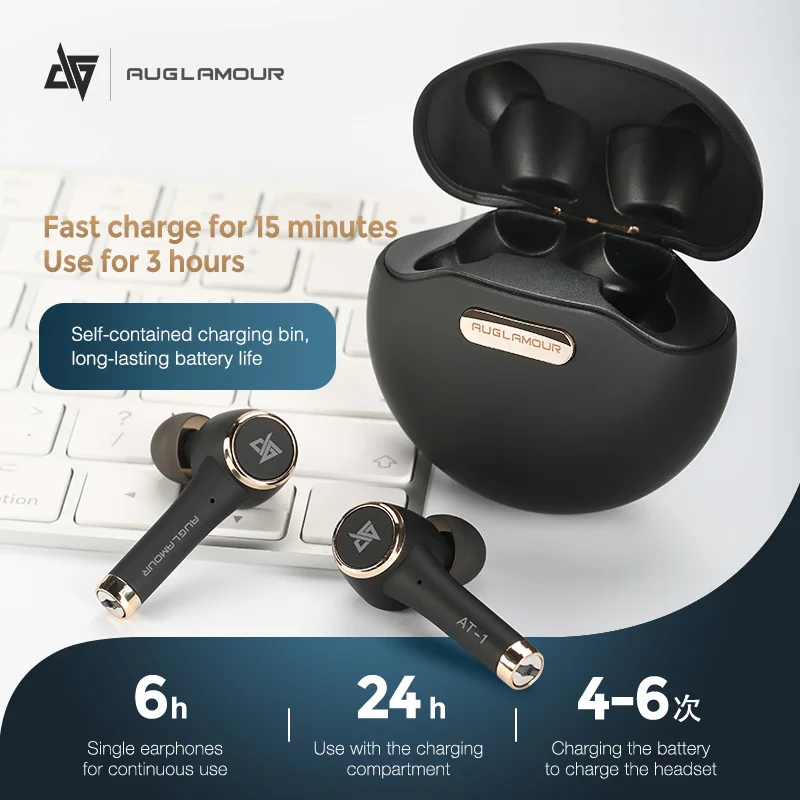 Беспроводные наушники AUGLAMOUR AT 1 TWS Bluetooth 5 0 IPX5 водонепроницаемые спортивные AT1 Hi Fi