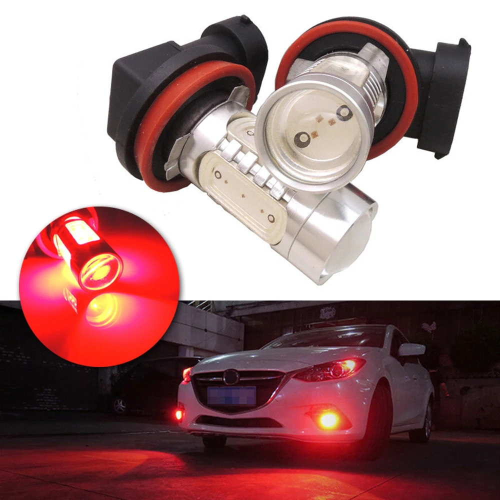 Аксессуары для вождения Противотуманные фары лампы светодиодный красный H11 H8 2 шт