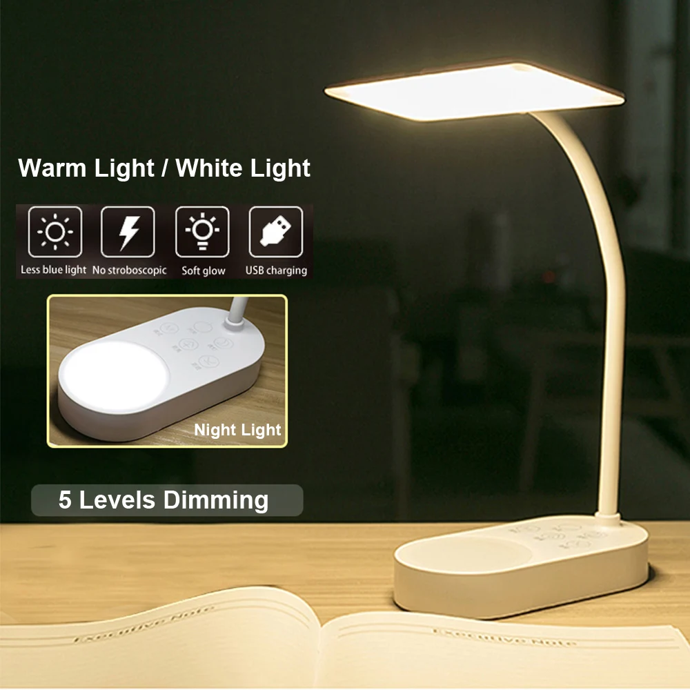 Светодиодная настольная лампа с подставкой ночник зарядкой от USB 2400 мАч