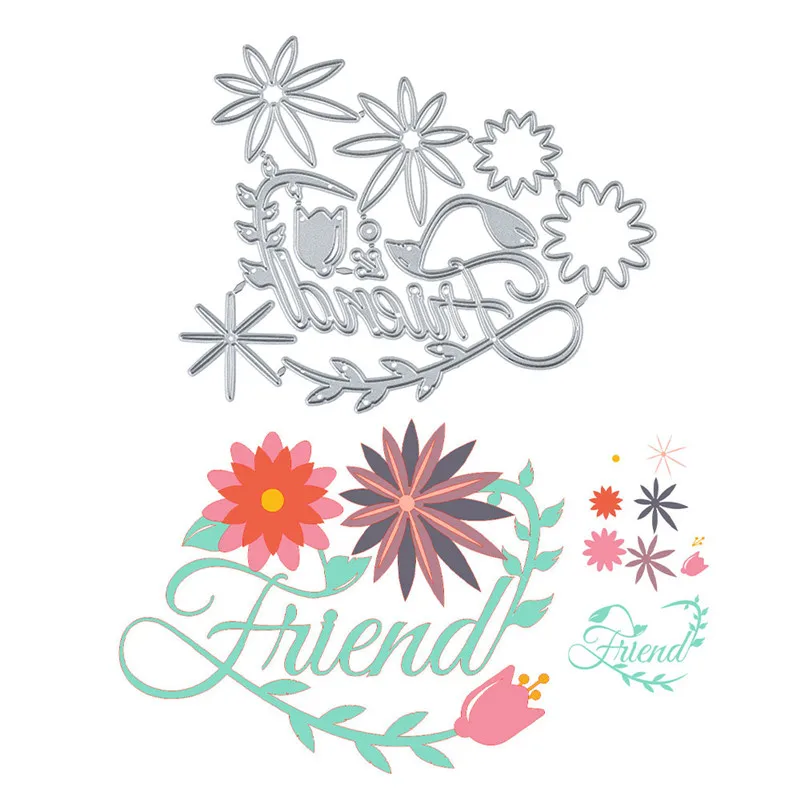 GJCrafts цветок и письмо металла резки Скрапбукинг Ремесло тиснение штампованный по