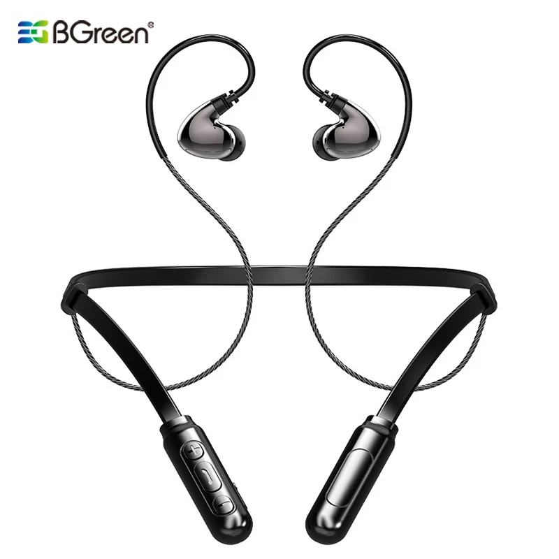 

BGreen Sport Running Waterproof Bluetooth 5.0 Earphones Wireless Stereo 4 Speaker Sports Headset With Adjustable Ear Hook