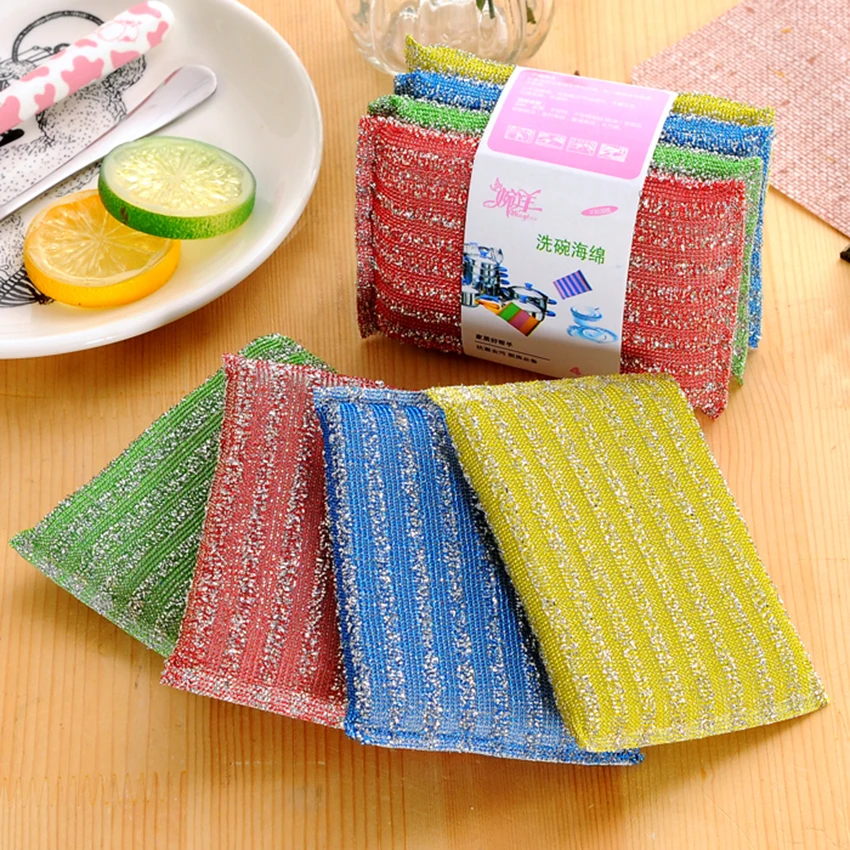 4 шт. губки и железные мочалки Кухня для мытья посуды Ткань абсорбент блюдо