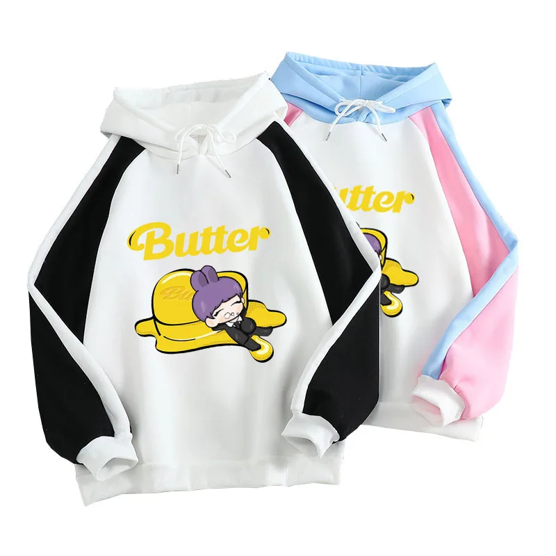 

Kpop Bangtan Boys Butter Hoodie Men/Women Casual Printed Loose Color Block Sweatshirt Hip Hop Unisex Streetwear Harajuku Tee Top