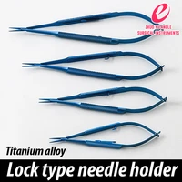 ophthalmic microinstruments surgical titanium alloy microneedle holder with locking needle holder straight headelbow