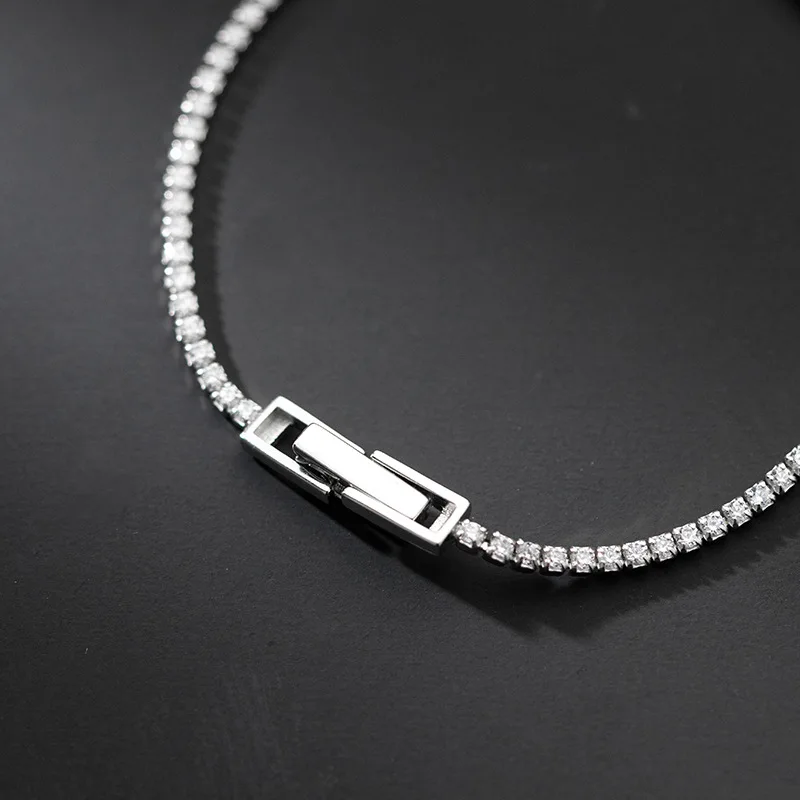 Женский браслет из серебра 925 пробы с квадратным цирконом длиной 16 см