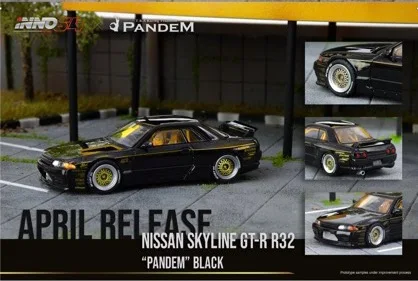 INNO 1:64 NISSAN R32 PANDEM черный литье под давлением для PANDEM|Игровые фигурки и