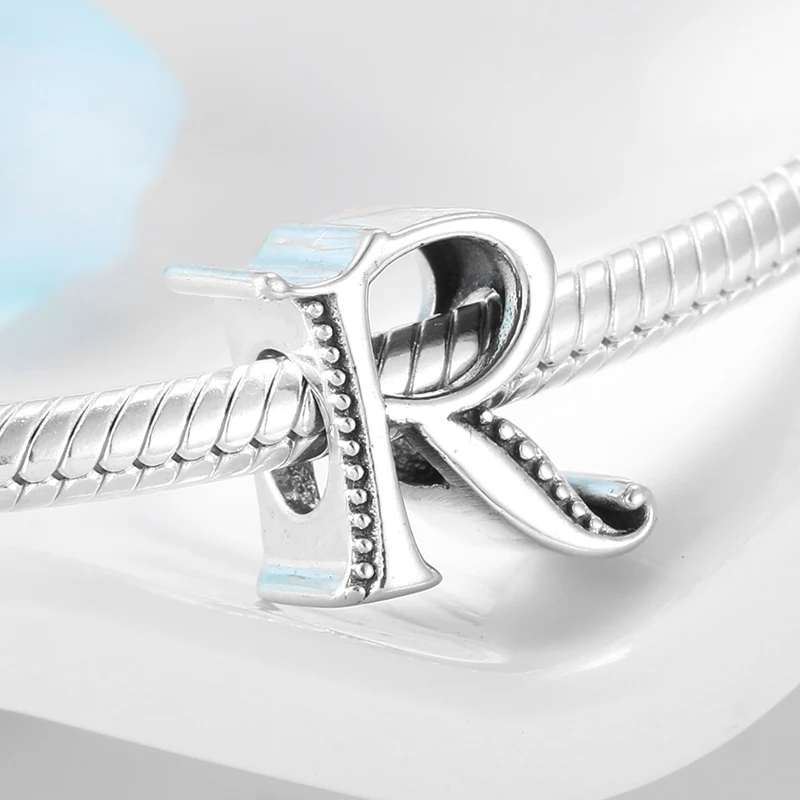 Женский браслет из серебра 925 пробы с буквами R|Ювелирные шармы| |