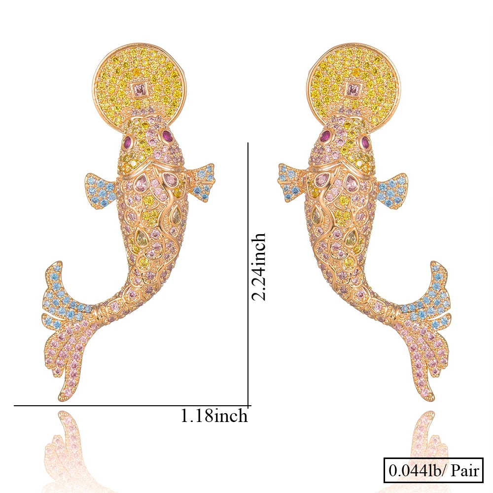 

SISCATHY Luxury New Trendy Lucky carp Crystal Dangle Earrings for Women Fashion Jewelry Party Statement Earrings Accessories