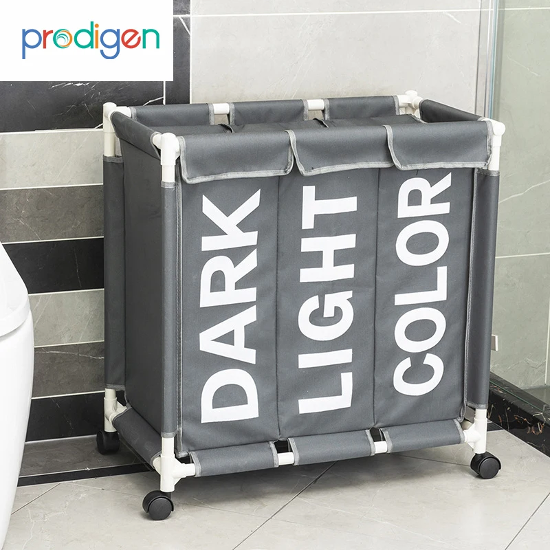 

Large Rolling Laundry Basket Organizer 3 Grid Large Laundry Hamper Bin Waterproof Laundry Bags For Dirty Clothes Storage Box
