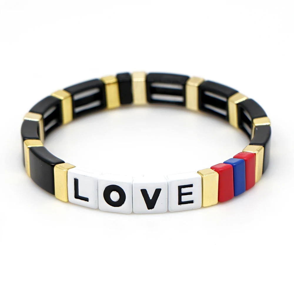Go2boho MIYUKI Tila бусины браслет эмаль плитка браслет с надписью «Love» ювелирные изделия CHINGONA-браслеты power Bileklik Для женщин - Окраска металла: RO-B190001T